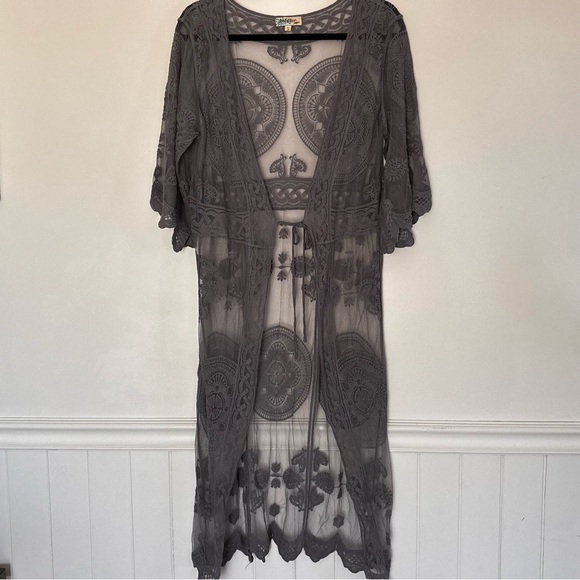 Rebellion Other - Rebellion Mesh Lace Duster Kimono Size Small Whimsigoth Fairy Bride G8